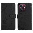 For OPPO A3 4G Global / 5G Global HT03 Skin Feel Butterfly Embossed Flip Leather Phone Case(Black) - 1