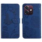 For OPPO A3 4G Global / 5G Global HT03 Skin Feel Butterfly Embossed Flip Leather Phone Case(Blue) - 1