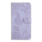 For OPPO A3x India HT03 Skin Feel Butterfly Embossed Flip Leather Phone Case(Purple) - 2