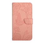 For OPPO A3x India HT03 Skin Feel Butterfly Embossed Flip Leather Phone Case(Pink) - 2