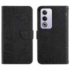 For OPPO A3 Pro 5G India HT03 Skin Feel Butterfly Embossed Flip Leather Phone Case(Black) - 1