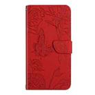 For OPPO A3 Pro 5G India HT03 Skin Feel Butterfly Embossed Flip Leather Phone Case(Red) - 2