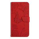 For OPPO K12x 5G Global HT03 Skin Feel Butterfly Embossed Flip Leather Phone Case(Red) - 2