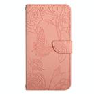 For OPPO Reno13 F HT03 Skin Feel Butterfly Embossed Flip Leather Phone Case(Pink) - 2