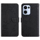 For OPPO Reno13 HT03 Skin Feel Butterfly Embossed Flip Leather Phone Case(Black) - 1