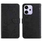 For OPPO Reno14 5G Global HT03 Skin Feel Butterfly Embossed Flip Leather Phone Case(Black) - 1
