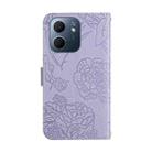 For OPPO A5x 4G Global / 5G Global HT03 Skin Feel Butterfly Embossed Flip Leather Phone Case(Purple) - 3
