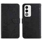 For OPPO A5 5G Global HT03 Skin Feel Butterfly Embossed Flip Leather Phone Case(Black) - 1