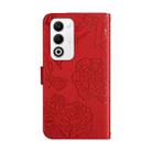 For OPPO A5 5G Global HT03 Skin Feel Butterfly Embossed Flip Leather Phone Case(Red) - 3