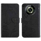 For Realme 11 Pro HT03 Skin Feel Butterfly Embossed Flip Leather Phone Case(Black) - 1