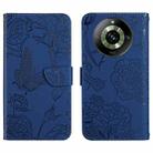 For Realme 11 Pro HT03 Skin Feel Butterfly Embossed Flip Leather Phone Case(Blue) - 1