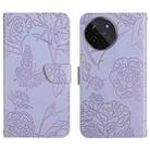 For Realme 11 4G Global HT03 Skin Feel Butterfly Embossed Flip Leather Phone Case(Purple) - 1