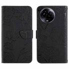 For Realme 11 5G Global HT03 Skin Feel Butterfly Embossed Flip Leather Phone Case(Black) - 1