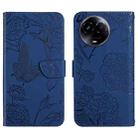 For Realme 11 5G Global HT03 Skin Feel Butterfly Embossed Flip Leather Phone Case(Blue) - 1