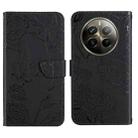 For Realme 12 Pro/12 Pro+ Global HT03 Skin Feel Butterfly Embossed Flip Leather Phone Case(Black) - 1