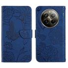 For Realme 12 Pro/12 Pro+ Global HT03 Skin Feel Butterfly Embossed Flip Leather Phone Case(Blue) - 1