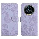 For Realme 13 Pro 5G / 13 Pro+ 5G HT03 Skin Feel Butterfly Embossed Flip Leather Phone Case(Purple) - 1