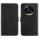 For Realme 13 Pro 5G / 13 Pro+ 5G HT03 Skin Feel Butterfly Embossed Flip Leather Phone Case(Black) - 1