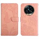 For Realme 13 Pro 5G / 13 Pro+ 5G HT03 Skin Feel Butterfly Embossed Flip Leather Phone Case(Pink) - 1