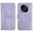 For Realme C63 5G HT03 Skin Feel Butterfly Embossed Flip Leather Phone Case(Purple) - 1