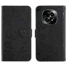 For Realme C63 5G HT03 Skin Feel Butterfly Embossed Flip Leather Phone Case(Black) - 1