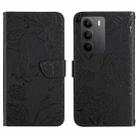 For Realme C75 4G HT03 Skin Feel Butterfly Embossed Flip Leather Phone Case(Black) - 1