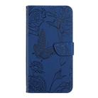 For Realme 14 Pro+ 5G HT03 Skin Feel Butterfly Embossed Flip Leather Phone Case(Blue) - 2