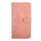 For Realme 14 Pro+ 5G HT03 Skin Feel Butterfly Embossed Flip Leather Phone Case(Pink) - 2