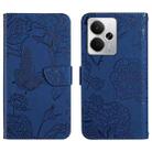 For Realme 14 5G Global / P3 5G Global HT03 Skin Feel Butterfly Embossed Flip Leather Phone Case(Blue) - 1
