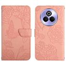 For Realme P3 Pro 5G Global HT03 Skin Feel Butterfly Embossed Flip Leather Phone Case(Pink) - 1
