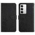 For Realme C75 5G HT03 Skin Feel Butterfly Embossed Flip Leather Phone Case(Black) - 1