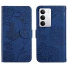 For Realme C75 5G HT03 Skin Feel Butterfly Embossed Flip Leather Phone Case(Blue) - 1