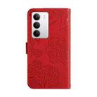 For Realme C75 5G HT03 Skin Feel Butterfly Embossed Flip Leather Phone Case(Red) - 3