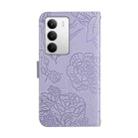 For Realme C71 4G HT03 Skin Feel Butterfly Embossed Flip Leather Phone Case(Purple) - 3