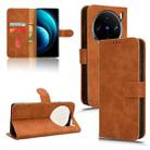 For vivo X100 Skin Feel Magnetic Flip Leather Phone Case(Brown) - 1