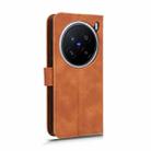 For vivo X200 Pro 5G Skin Feel Magnetic Flip Leather Phone Case(Brown) - 3