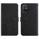 For vivo Y75 5G Global HT03 Skin Feel Butterfly Embossed Flip Leather Phone Case(Black) - 1