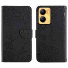 For vivo Y02S Global / Y16 4G Global HT03 Skin Feel Butterfly Embossed Flip Leather Phone Case(Black) - 1