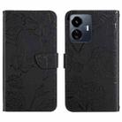 For vivo Y77E 5G HT03 Skin Feel Butterfly Embossed Flip Leather Phone Case(Black) - 1