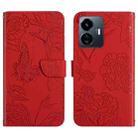 For vivo Y77E 5G HT03 Skin Feel Butterfly Embossed Flip Leather Phone Case(Red) - 1