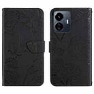 For vivo Y77 5G Global / Y22S 4G Global HT03 Skin Feel Butterfly Embossed Flip Leather Phone Case(Black) - 1