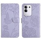 For vivo Y29 4G Global HT03 Skin Feel Butterfly Embossed Flip Leather Phone Case(Purple) - 1