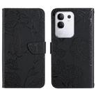 For vivo Y29 4G Global HT03 Skin Feel Butterfly Embossed Flip Leather Phone Case(Black) - 1