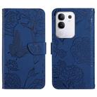 For vivo Y29 4G Global HT03 Skin Feel Butterfly Embossed Flip Leather Phone Case(Blue) - 1