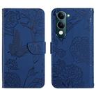 For vivo Y04 4G / Y29s 5G HT03 Skin Feel Butterfly Embossed Flip Leather Phone Case(Blue) - 1