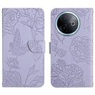 For vivo Y39 5G Global HT03 Skin Feel Butterfly Embossed Flip Leather Phone Case(Purple) - 1