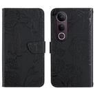 For vivo V50 Lite 5G HT03 Skin Feel Butterfly Embossed Flip Leather Phone Case(Black) - 1