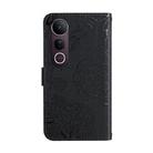 For vivo V50 Lite 5G HT03 Skin Feel Butterfly Embossed Flip Leather Phone Case(Black) - 3