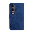 For vivo V50 Lite 5G HT03 Skin Feel Butterfly Embossed Flip Leather Phone Case(Blue) - 3