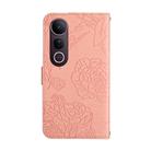 For vivo V50 Lite 5G HT03 Skin Feel Butterfly Embossed Flip Leather Phone Case(Pink) - 3